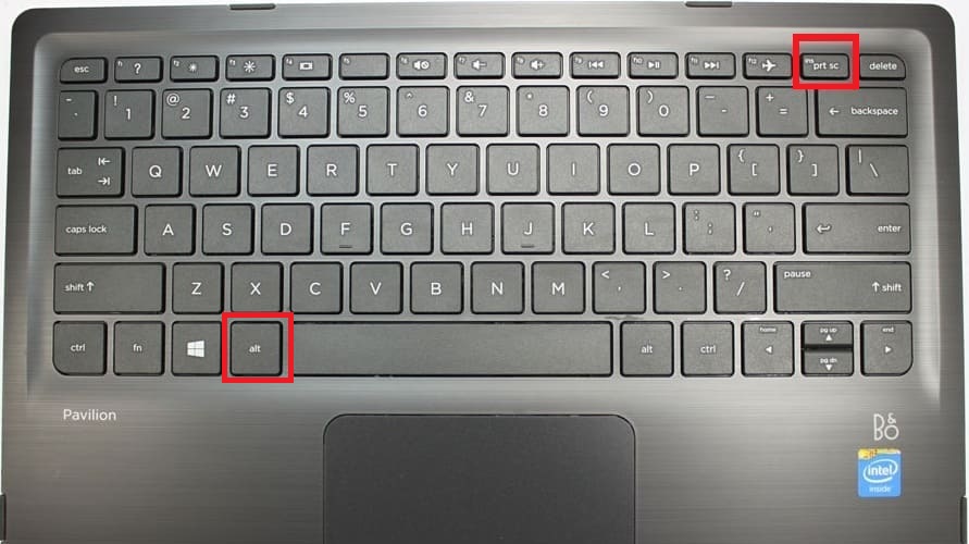Alt and Print Screen keys on HP Laptop