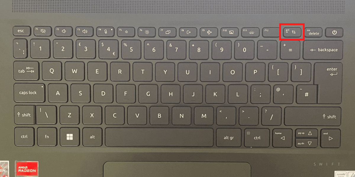 Print Screen key on Acer laptop