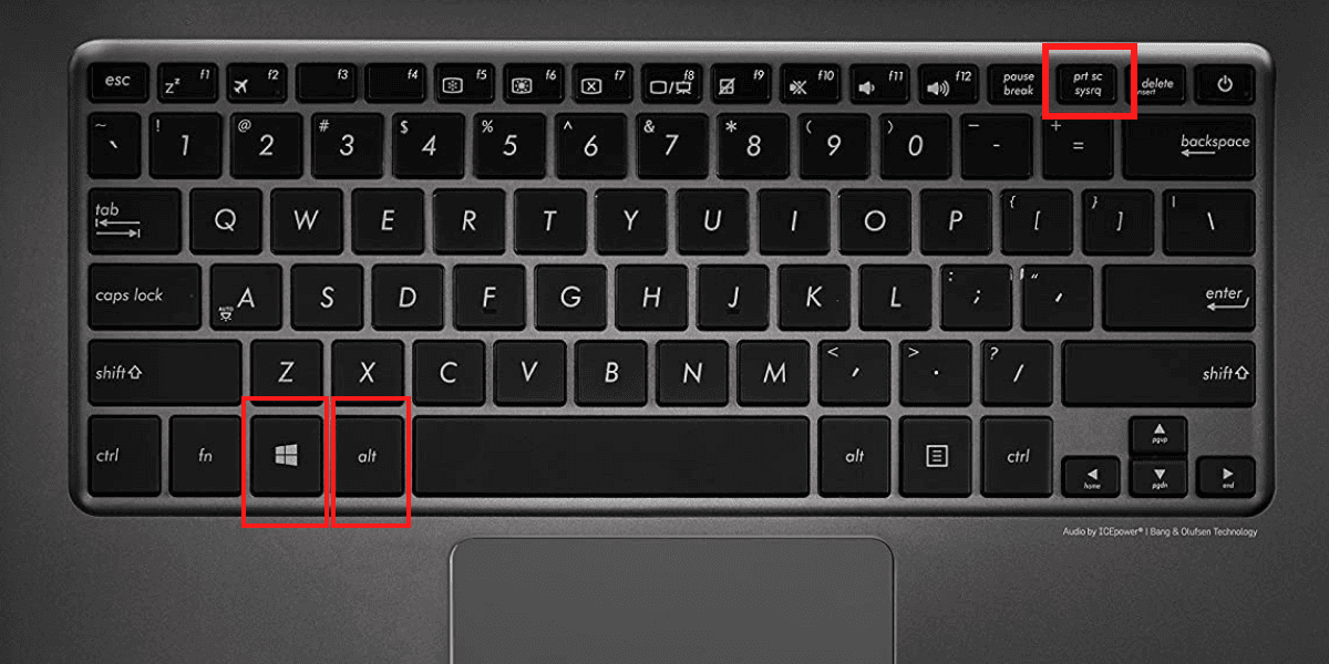Win, Alt and Print Screen keys on Asus Laptop