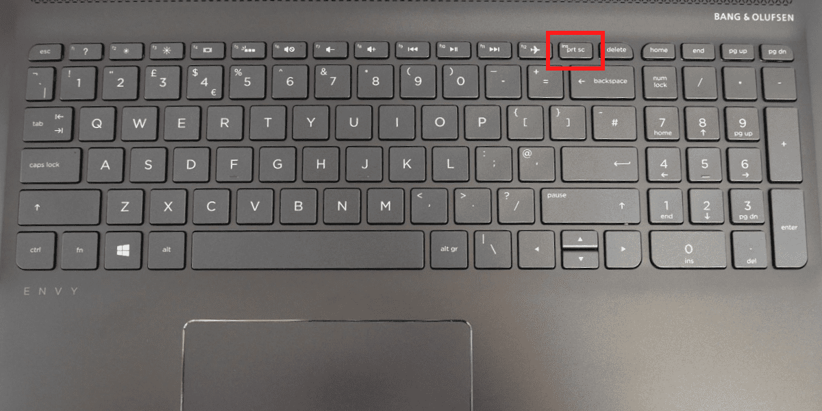 Print Screen key on HP Envy X360 Laptop
