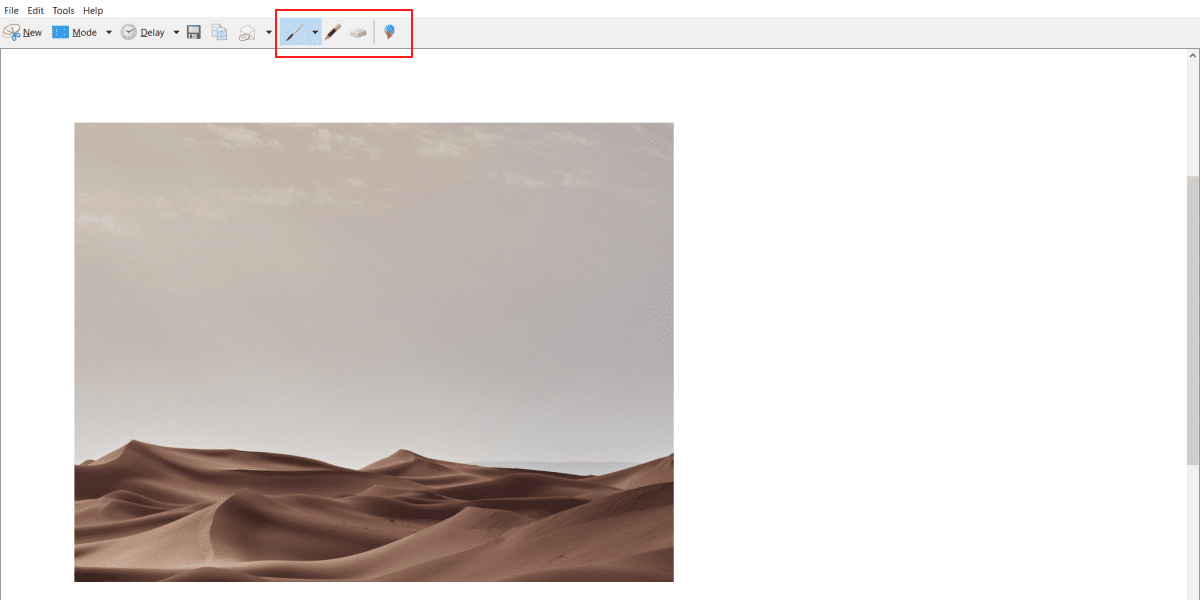 Built-in editor in Snipping Tool on Windows 10
