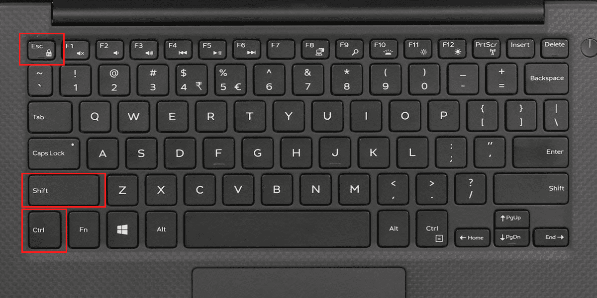 Ctrl, Shift and Esc keys