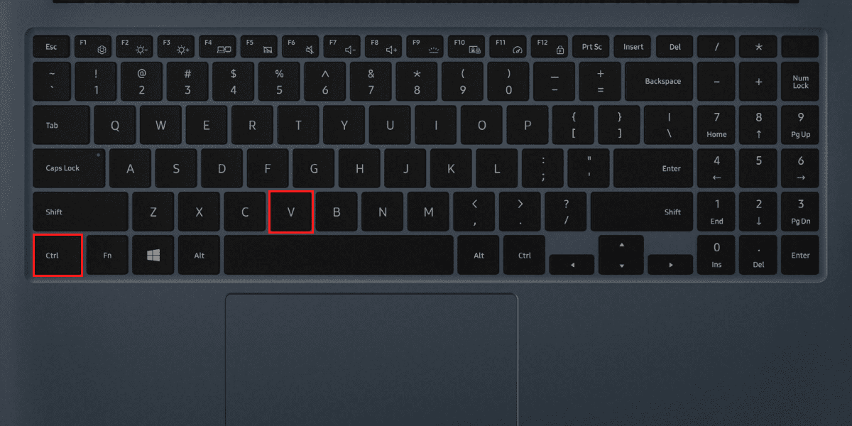 Paste shortcut keys on Windows