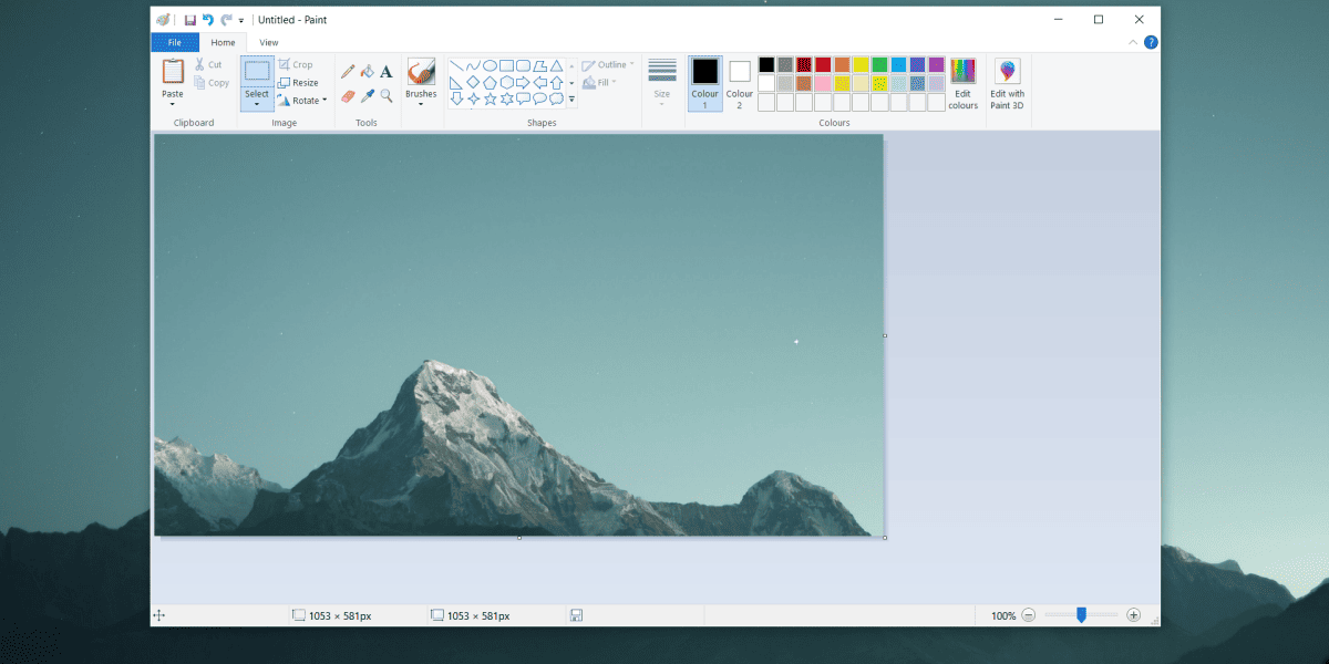 Cropped screenshot in Paint on Windows