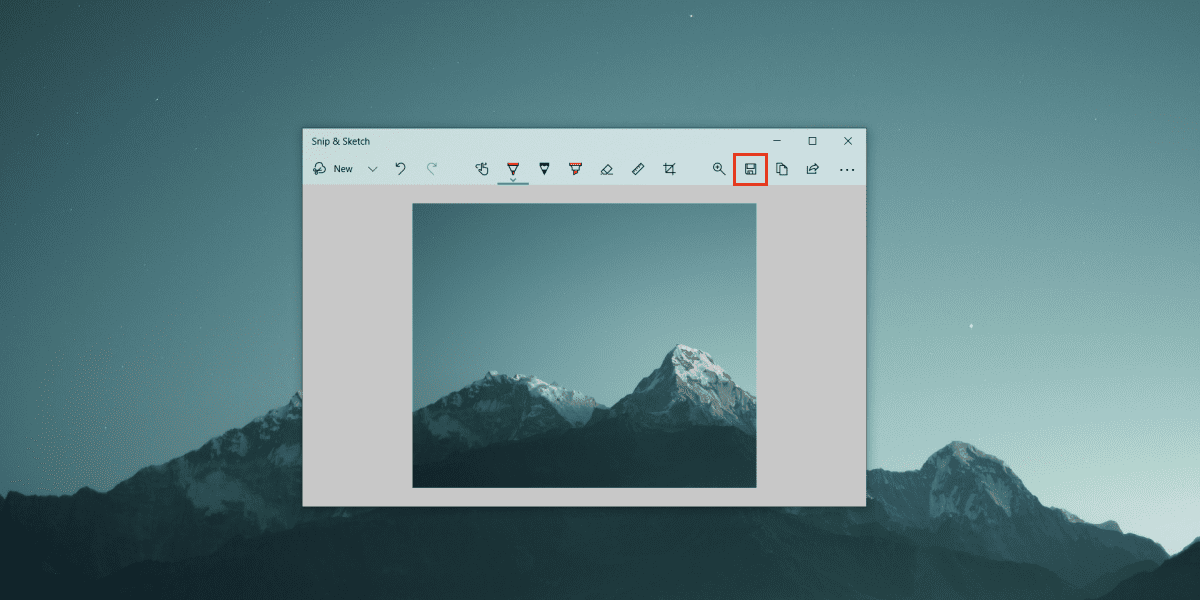 Save As button in Snip & Sketch on Windows to save your partial screenshot