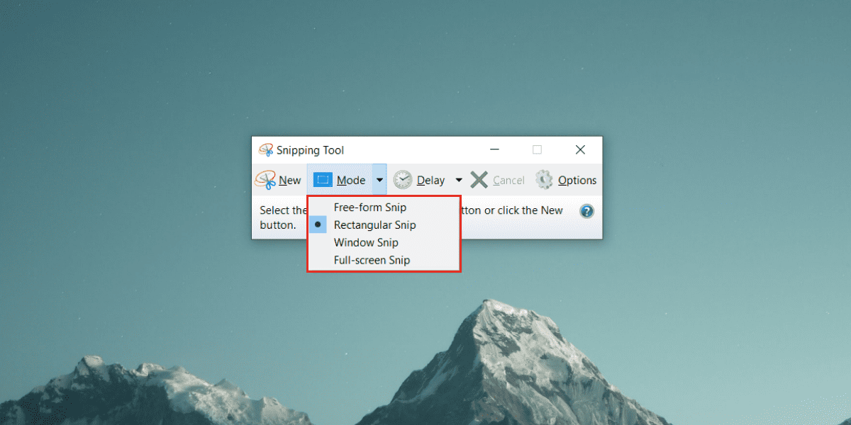 Snip Modes in Snipping Tool on Windows