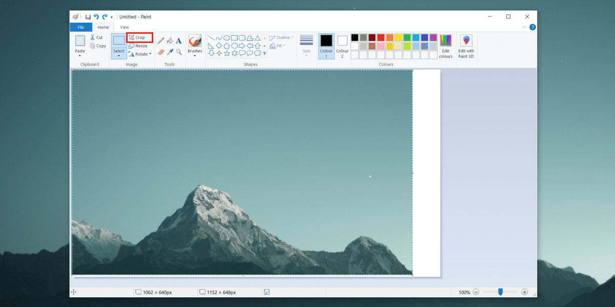 Crop tool in Paint on Windows for a partial screenshot