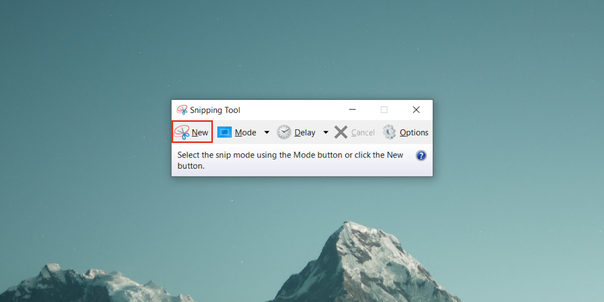 New button in Snipping Tool on Windows to take a part of the screen