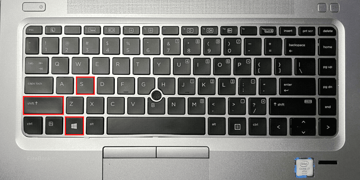 Win, Shift and S keys on HP Elitebook Keyboard