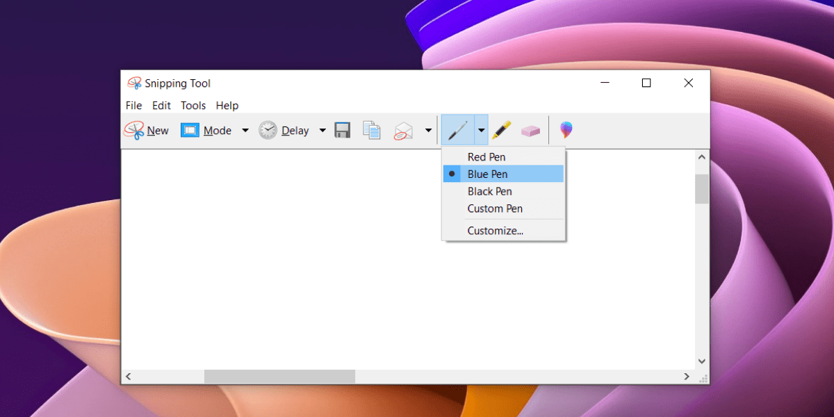 Annotation tools available in the Snipping Tool