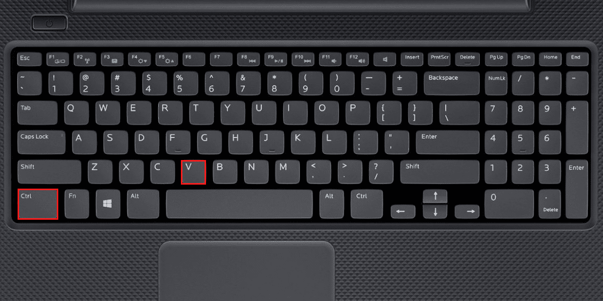 Ctrl and V keys on a Toshiba laptop
