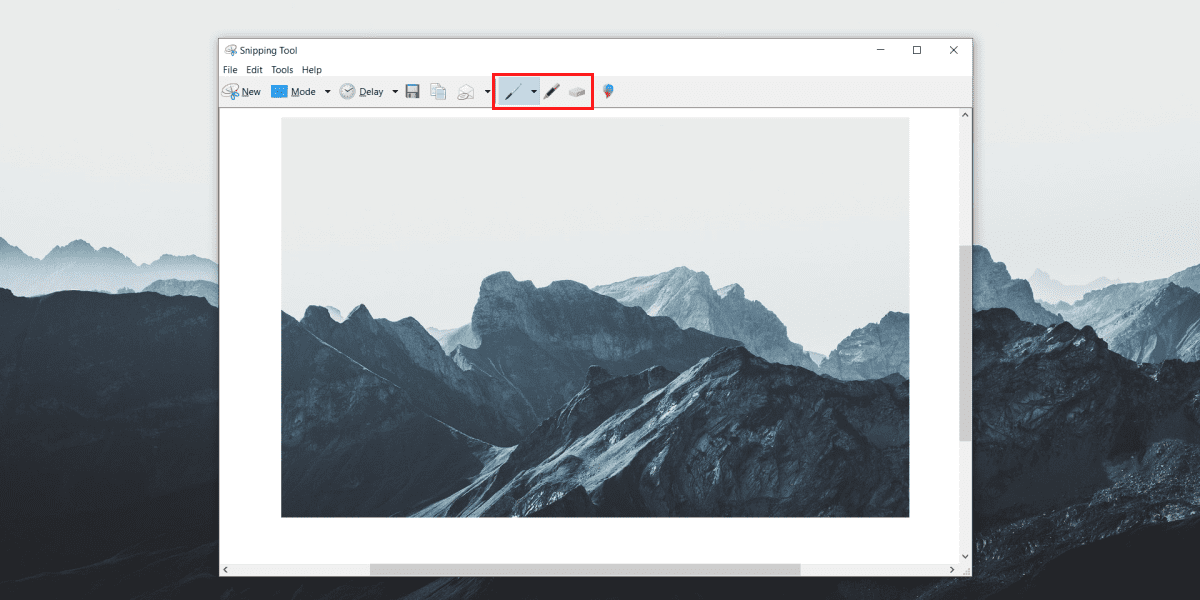 Editing tools after screenshot creation in Snipping Tool