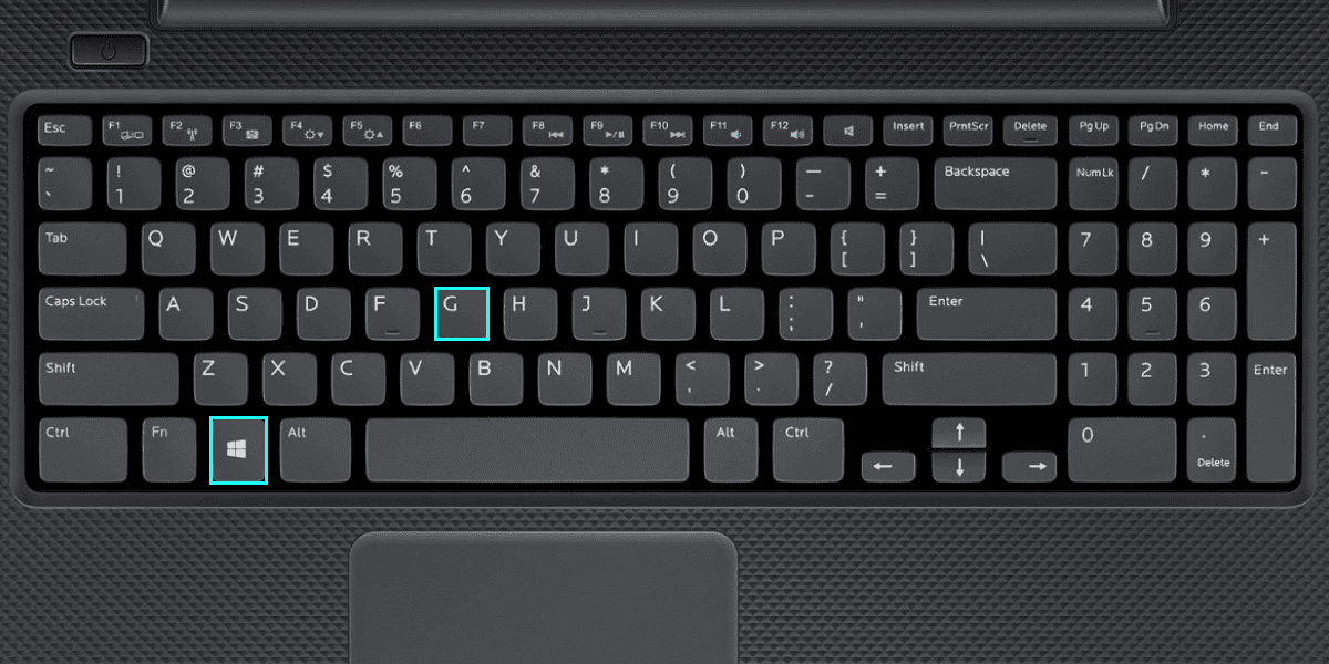 A keyboard shortcut for starting a recording in Windows Game Bar on HP laptop